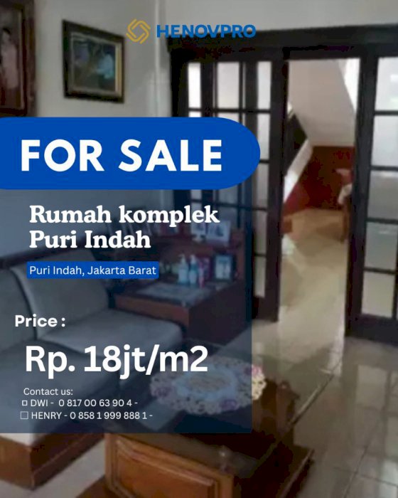TURUN HARGA Dijual Murah Rumah di Komp. Puri Indah  hitung tanah saja