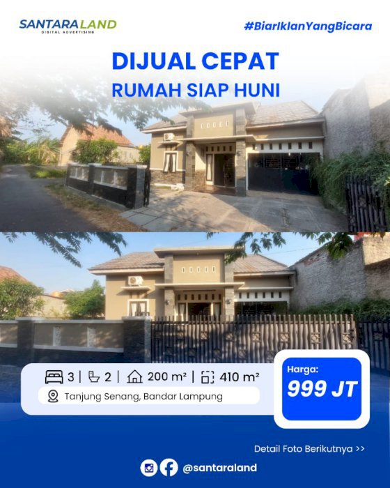 DIJUAL RUMAH SIAP HUNI  DI TANJUNG SENANG , BANDAR LAMPUNG