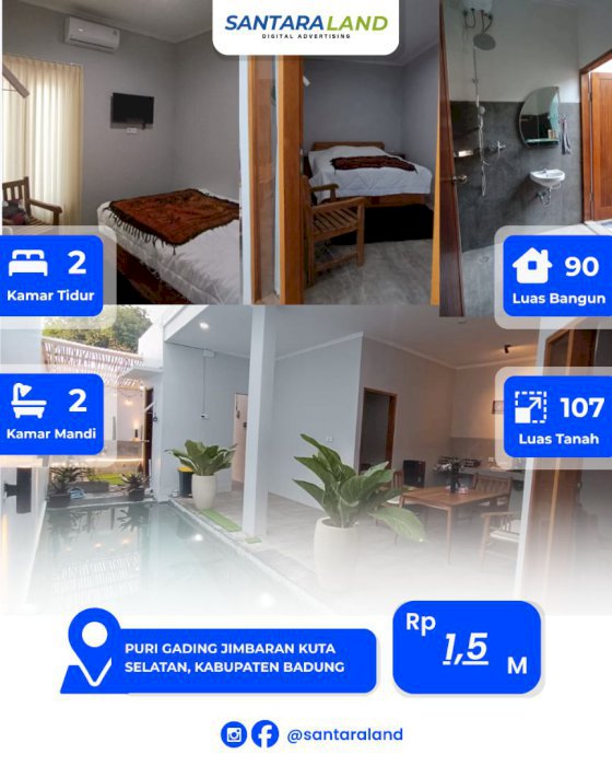 DISEWAKAN ATAU DIJUAL VILLA TROPIS DENGAN KOLAM RENANG JIMBARAN BALI