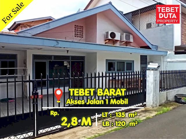 Dijual Rumah Tebet Barat Lokasi Strategis Nyaman Jalan 1 Mobil