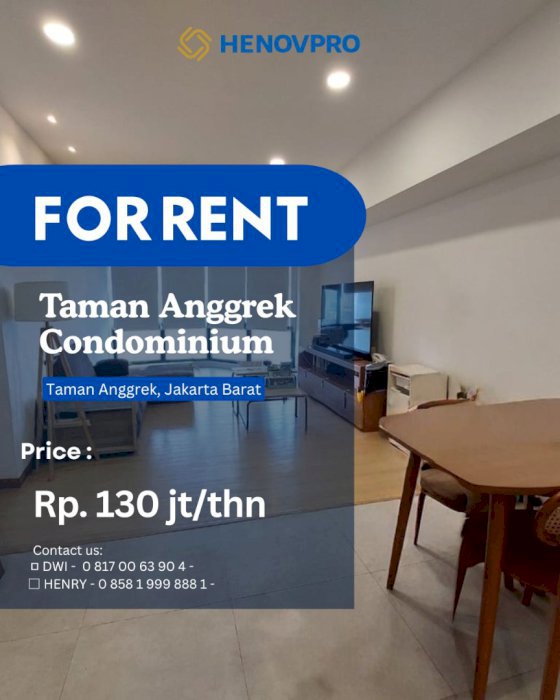 DISEWA Taman Anggrek Condo 2+1BR Best  City View FF