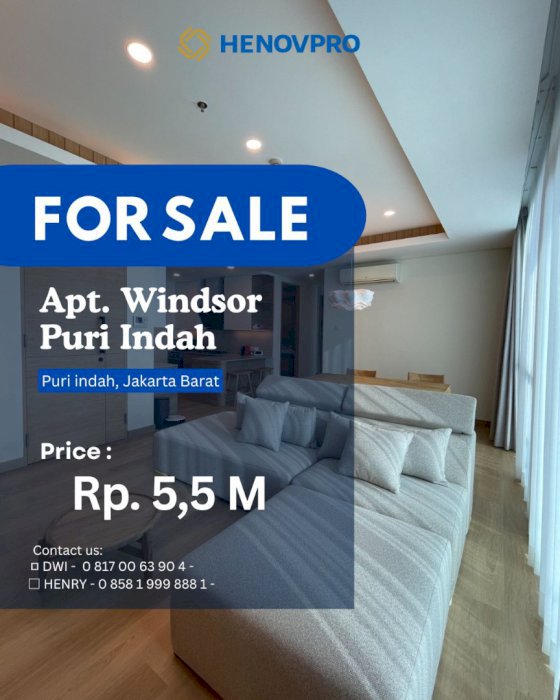 Dijual 3BR Apt. Windsor Puri Indah Best City View