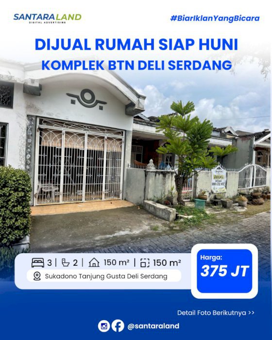 JUAL CEPAT RUMAH KOMPLEK BTN DELI SERDANG