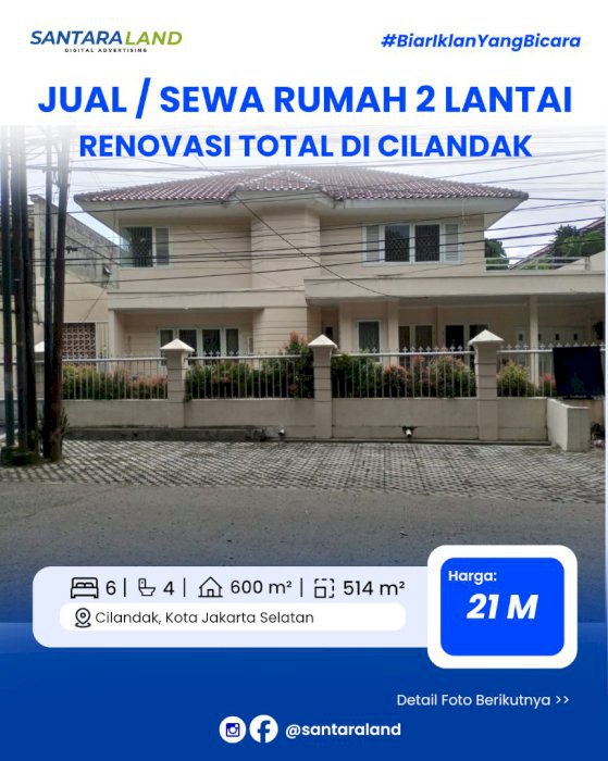 JUAL / SEWA RUMAH 2 LANTAI RENOVASI TOTAL DI CILANDAK JAKARTA SELATAN