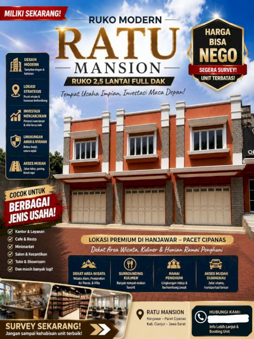 DIJUAL RUKO MODERN 2 LANTAI DENGAN LOKASI STRATEGIS!