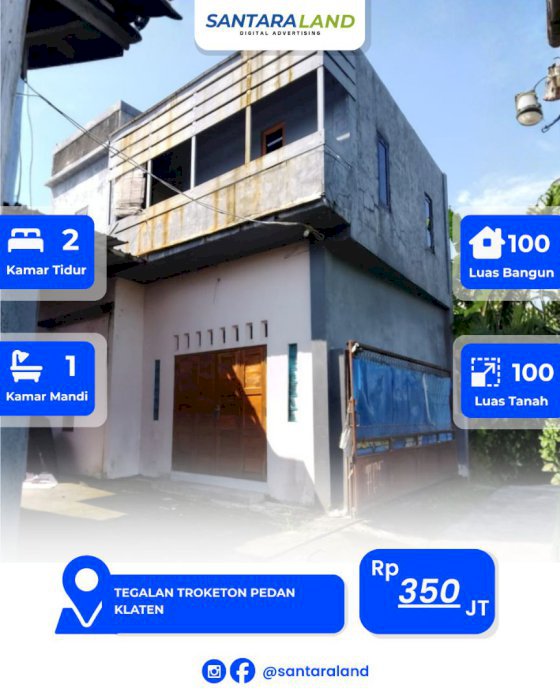 DIJUAL RUMAH 2 LANTAI STRATEGIS DI PEDAN KLATEN