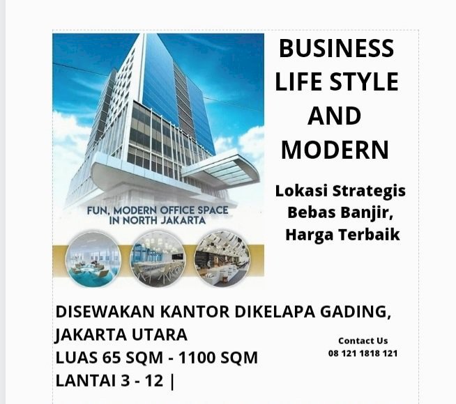 Disewakan Kantor Strategis Harga Terbaik di kelapa Gading