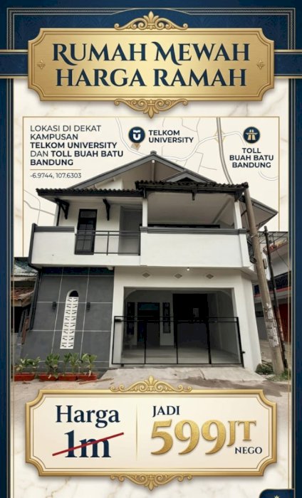 Dijual Rumah 2 lantai Siap Huni Dekat Kampus Telkom Bandung