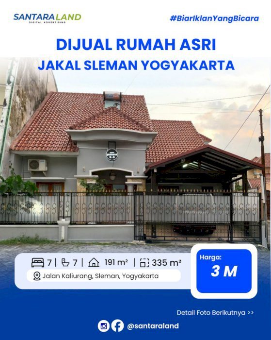 DIJUAL RUMAH ASRI 2 LANTAI DI JAKAL SLEMAN YOGYAKARTA
