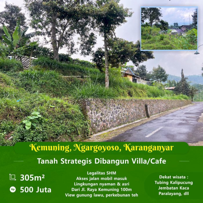DIJUAL TANAH STRATEGIS UNTUK VILLA-KARANGANYAR