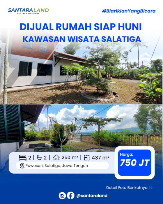 DIJUAL RUMAH DI TENGAH SAWAH KAWASAN WISATA SALATIGA