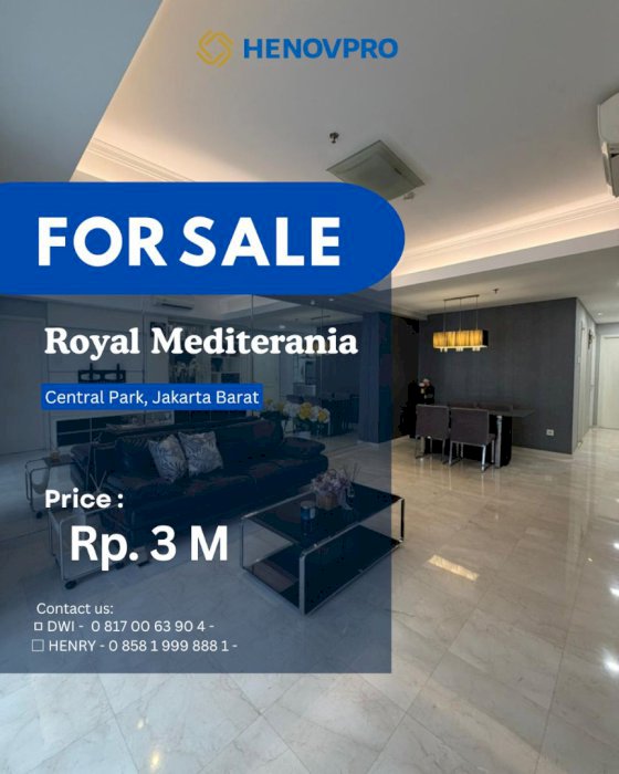 DIJUAL  Apartemen Royal Mediterania BEST UNIT 3BR + BEST PRICE