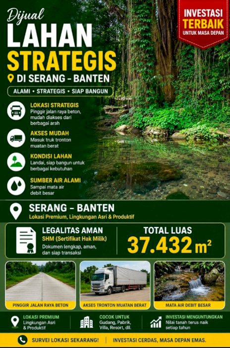DIJUAL  TANAH ADA MATA AIRNYA DEBIT  SANGAT BESAR + BANGUNAN