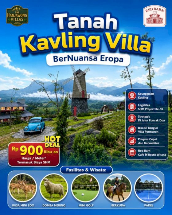tanah kavling puncak Bogor .SHM hanjawong Vila nuansa Eropa