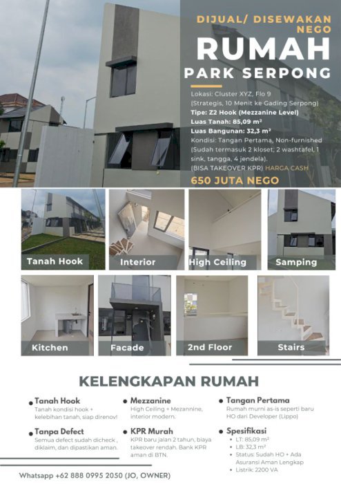 JUAL RUMAH HOEK GADING SERPONG BARU MURAH NEGO CEPAT TANPA PERANTARA