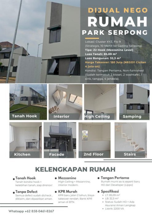 JUAL RUMAH HOEK GADING SERPONG BARU MURAH NEGO CEPAT TANPA PERANTARA