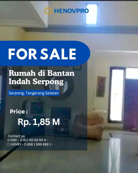 HARGA SPESIAL RUMAH CANTIK 2 LANTAI DI BANTAN INDAH LOKASI STRATEGIS