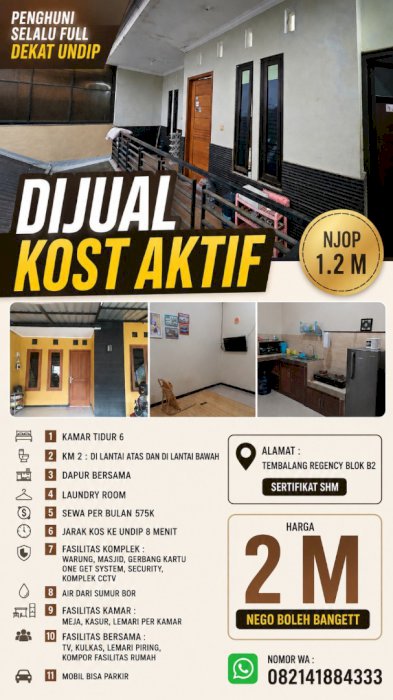 Di jual kostan aktif lokasi strategis di Tembalang Semarang