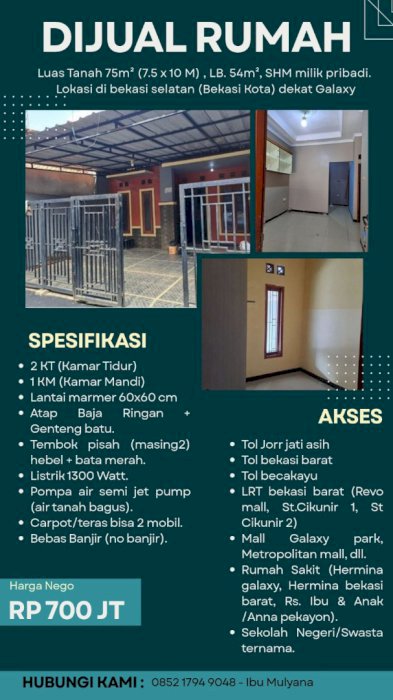 Di jual murah rumah strategis di Bekasi Selatan