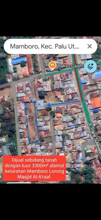Jual tanah di daerah mamboro kota palu