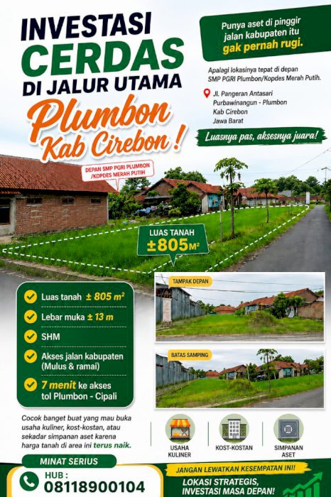 Di jual tanah lokasi strategis di Purbawinangun  Cirebon