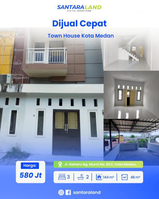 DIJUAL CEPAT TOWN HOUSE – KOTA MEDAN