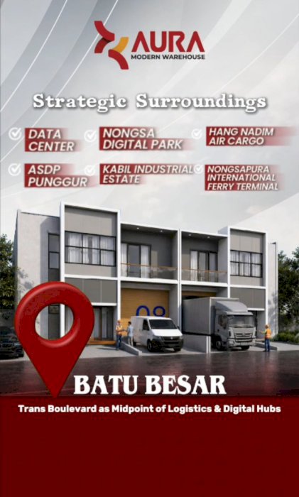 Dijual Gudang 1,9 M-an di Pinggir Jalan Raya Dekat Bandara Hang Nadim