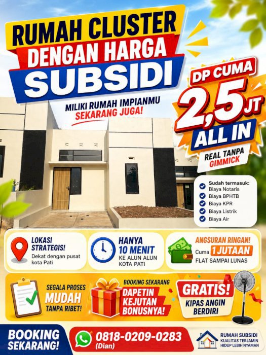 Perumahan Cluster dengan Harga Subsidi di Kota Pati