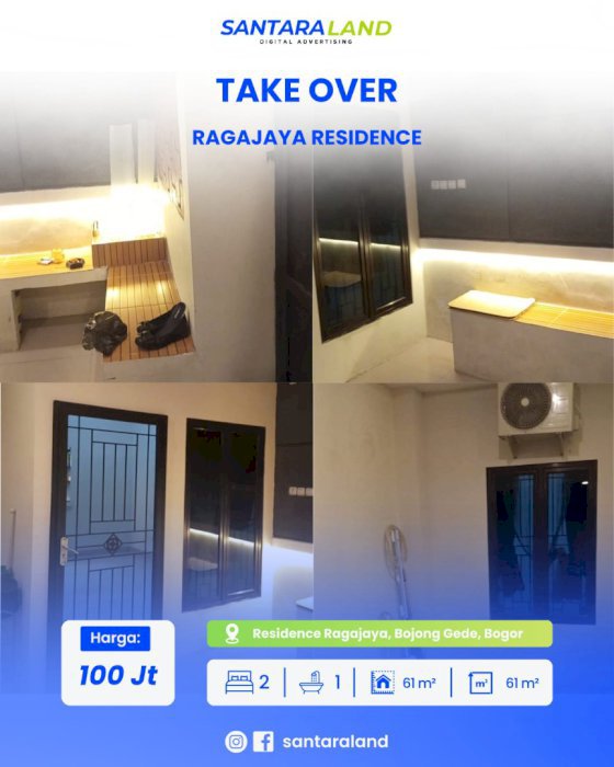 TAKE OVER RUMAH CLUSTER RAGAJAYA RESIDENCE - SIAP HUNI FULL RENOVASI