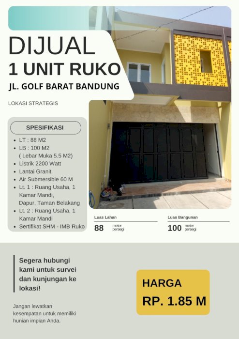 RUKO Jalan Golf Barat Bandung
