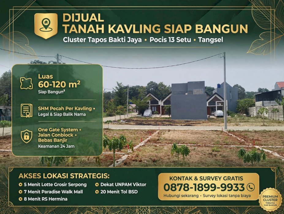 Tanah Kavling Cluster Tapos Pamulang Tangsel