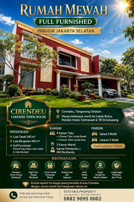 Di jual rumah mewah full furnished di Cireundeu Tangerang Selatan