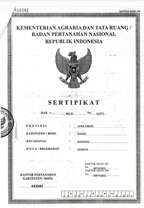 Dijual Tanah Pekarangan  SHM 0 jalan desa