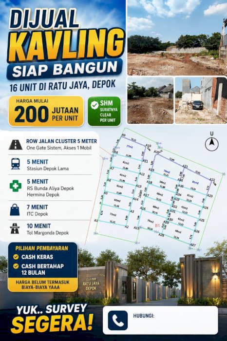 DIJUAL KAVLING SIAP BANGUN DI RATU JAYA DEPOK - HARGA MULAI 200 JUTAAN