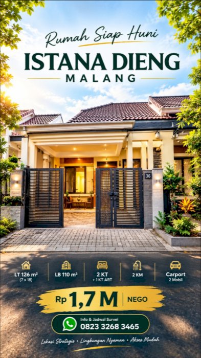 Di jual rumah siap huni di Perum Istana Dieng Malang