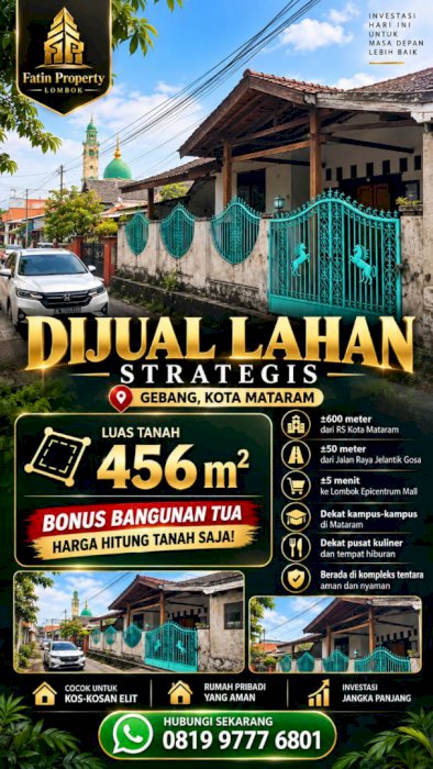 LAHAN DI JANTUNG KOTA MATARAM-BONUS BANGUNAN TUA HARGA TERJANGKAU